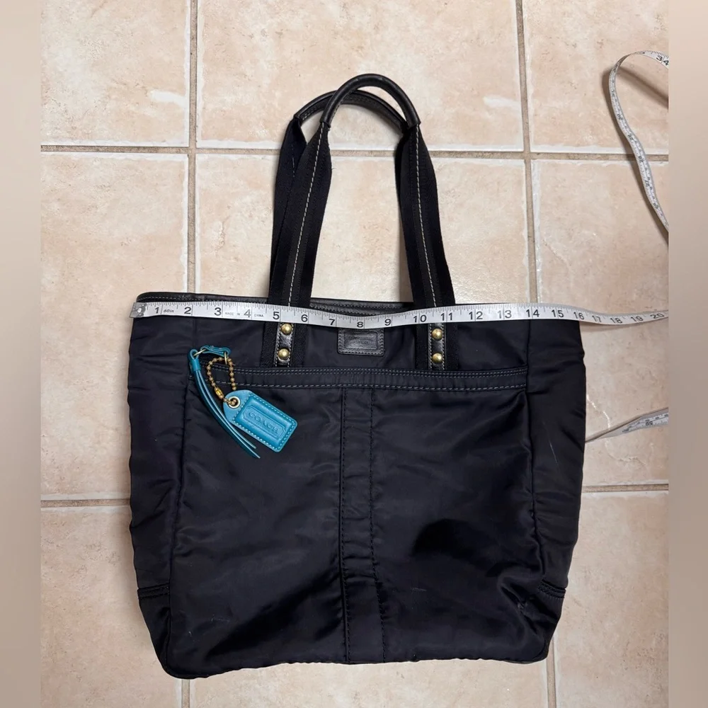Coach Black Hampton Nylon Tote with Teal Accents - Picture 13 of 16